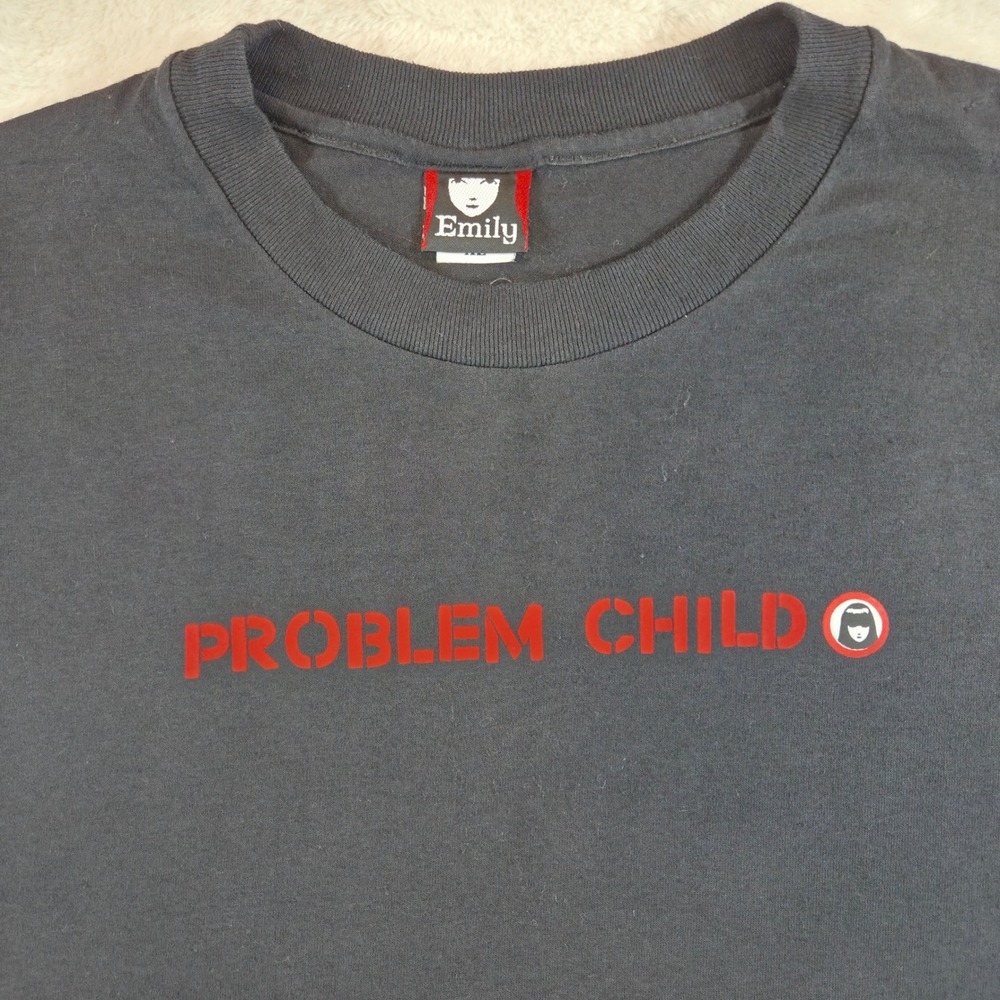 VTG Emily The Strange Problem Child Shirt XL Black Y2K Cosmic Debris Mall Goth